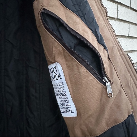 Carhartt Quick Duck Woodward Active Jacket Tan Water-Repellent Hooded Workwear - Picture 9 of 15